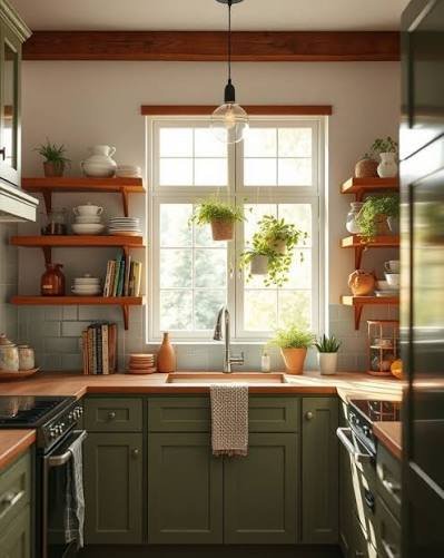 3. Decorate with Indoor Plants Plants instantly bring life into any room. Place small herbs like basil, mint, or rosemary near your kitchen window, or decorate your countertops with low-maintenance indoor plants. Besides improving the visual appeal, fresh herbs can also be used while cooking.